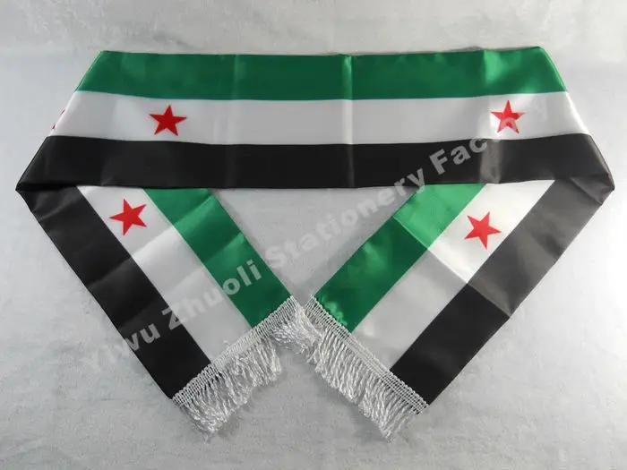 새틴 프리 인쇄 스카프, 공장 공급 재고, 시리아인 국기 스카프, 120x12cm, 무료 배송